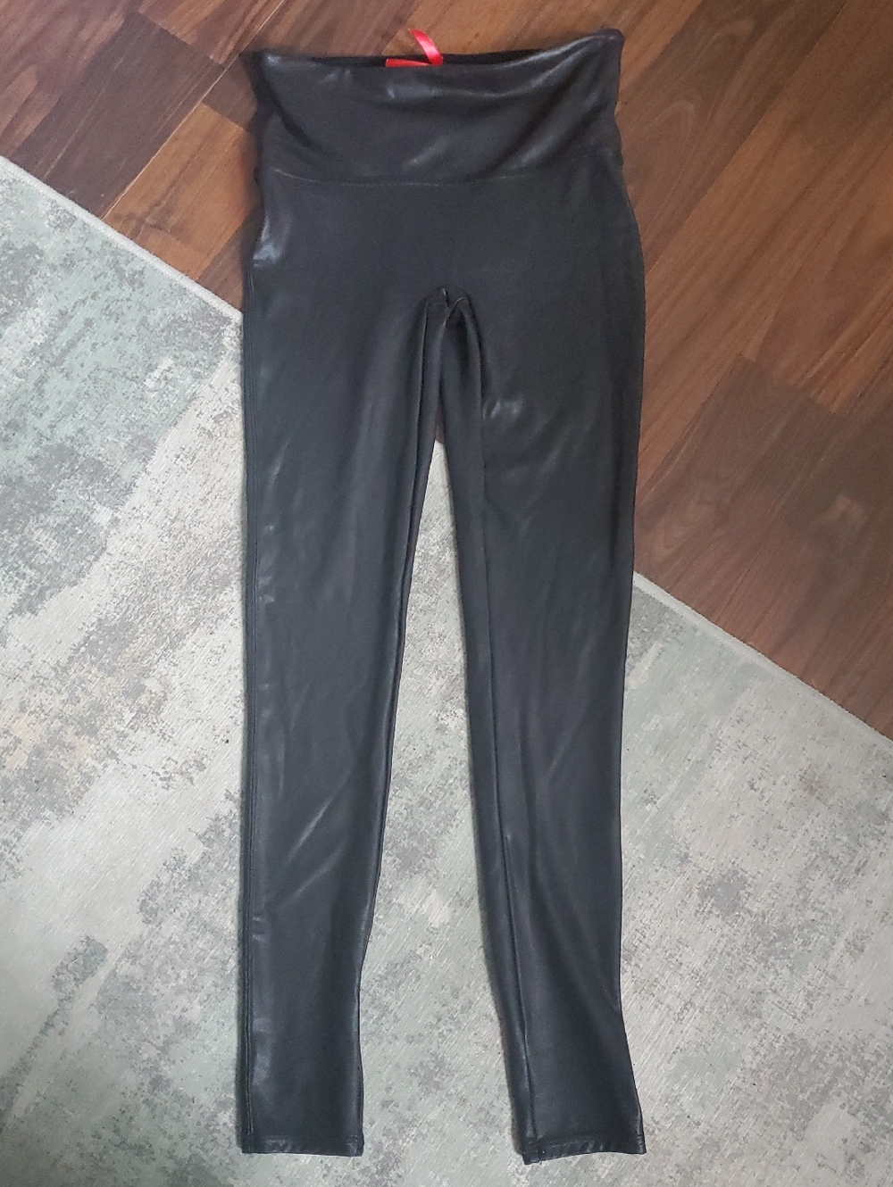 SPANX Black Leggings with Red Brand Tag